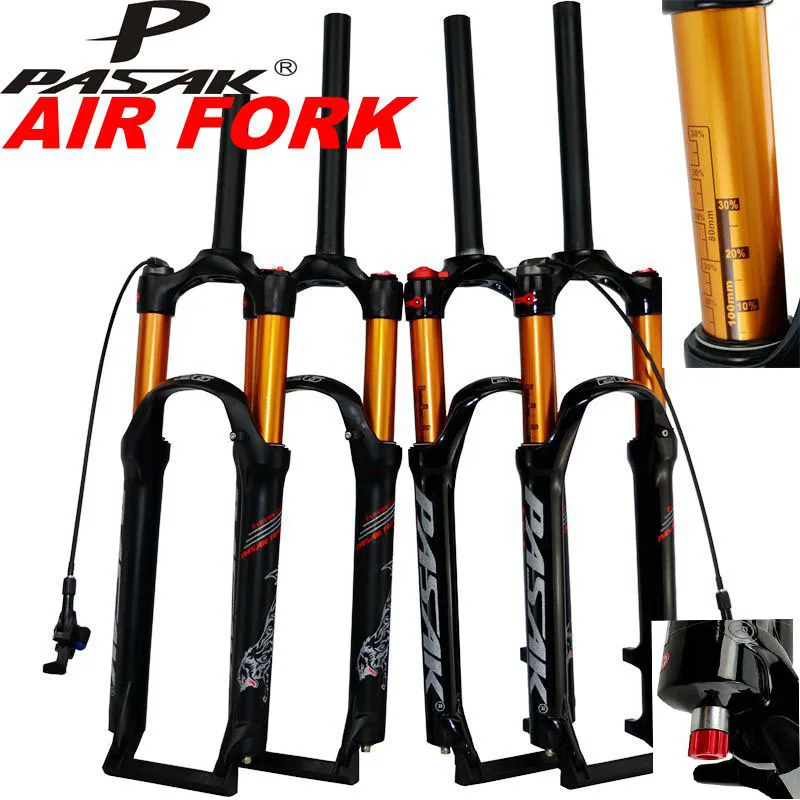 PASAK Magnesium Alloy MTB Bicycle Fork Supension Air 26/27.5/ 29er Inch Mountain Bike 32 RL100mm Fork For A Bicycle Accessories