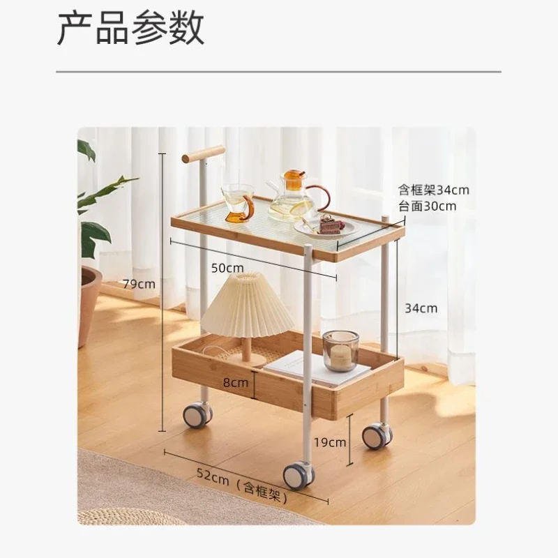 

Living Room Furniture Bedroom Trolley Movable Sofa Side Tempered Glass Coffee Table Storage Racks Modern Simple 2 Layers Mesas