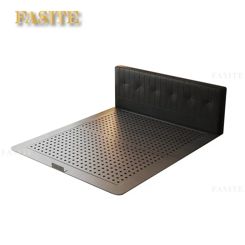 For Small Apartment Master Bedroom Eco Friendly Carbon Steel Leather Suspension Bed Double Size Antique Style High End