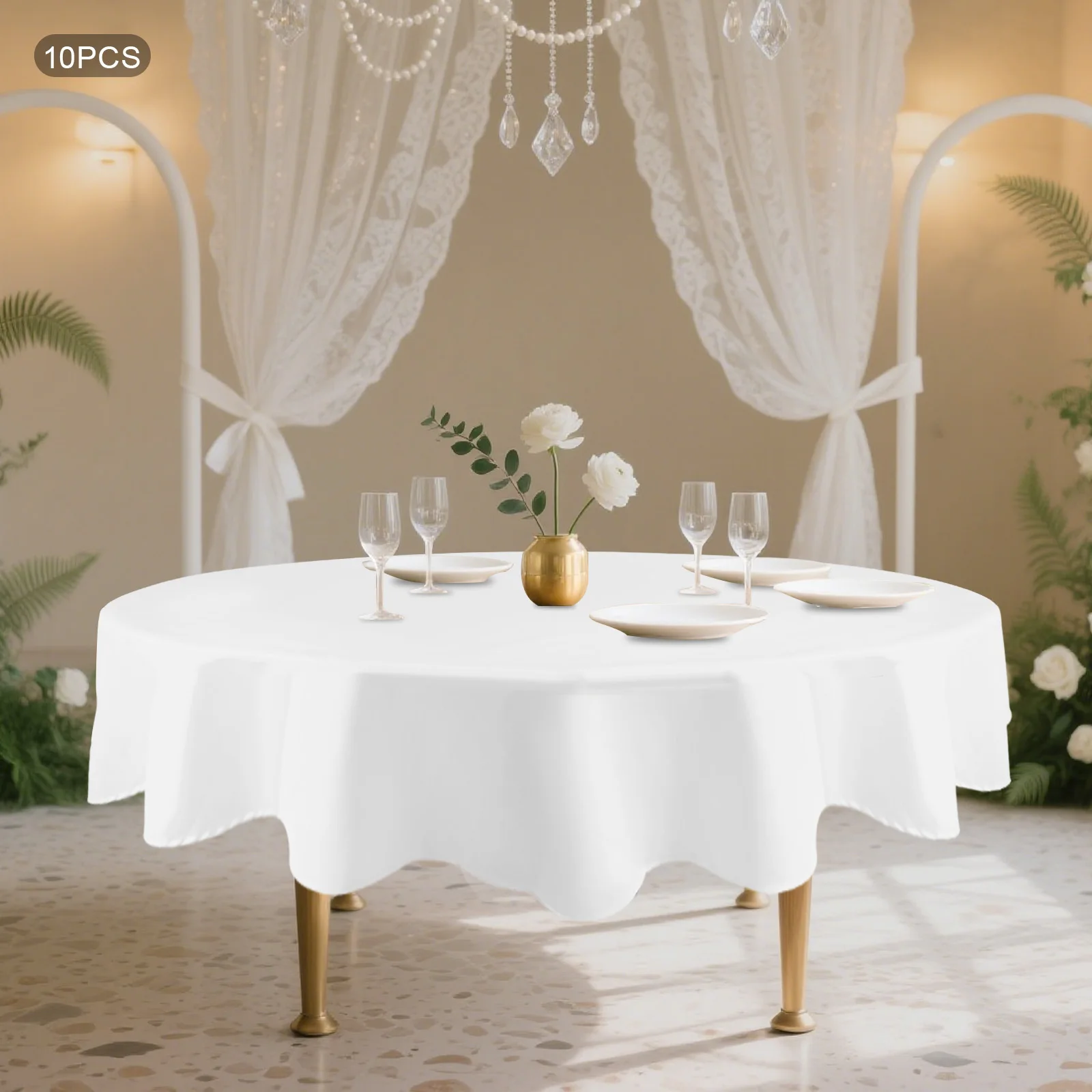 10 pièces de nappes rondes de 2,29 m, nappe élégante unie, grande nappe ronde pour la décoration de table d'hôtel, de restaurant, de mariage, de fête