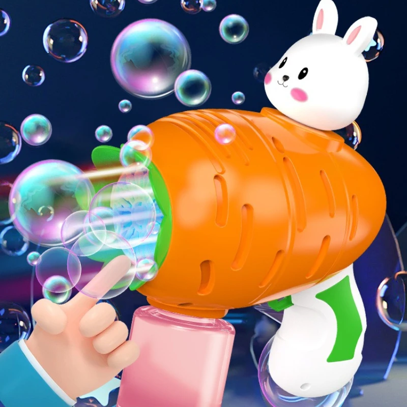 Electric Automatic Bubble Machine Cute Rabbit Cartoon Bear Bubble Gun for Bubble Blowing Interactive Toy Girls Photo Props