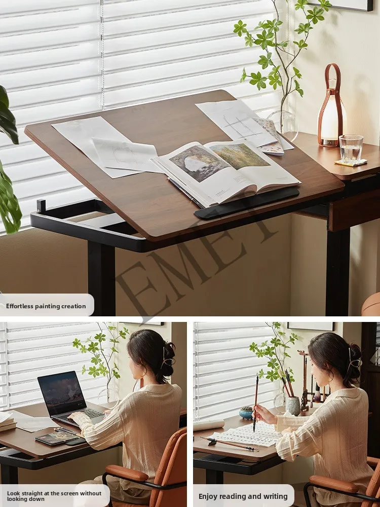 Electric Adjustable Desk with Tilt Function for Drawing, Painting, Work, Computer, and Study