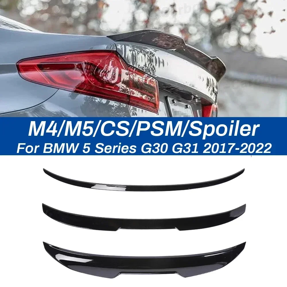 Rear Bumper Lip Trunk Roof Spoiler Wing For BMW 5 Series G30 G31 G38 2017-2022 M4 M5 CS PSM Style Carbon Fiber Gloss Black