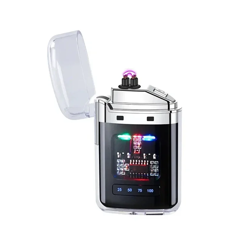 Transparent Shell Outdoor Waterproof Electronic Pulse Power Display Lighter Wholesale Cross-border Network Hot Sale