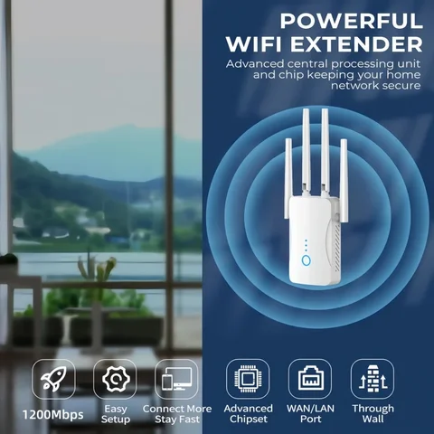 Répéteur WiFi double bande 1200Mbps, extension de Signal sans fil, routeur 2.4G 5GHz, amplificateur Wi-Fi, amplificateur de Signal longue portée pour la maison