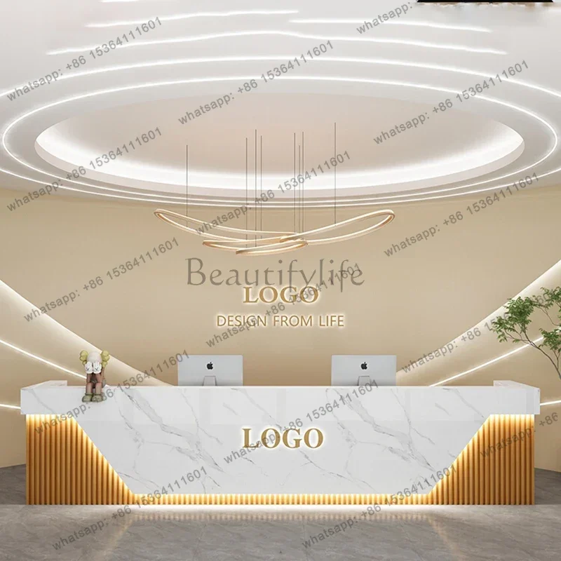 PG Modern Commercial Bar Counter Classic Luxury Simple Salon Reception Desks Cool Professional Mostrador Commercial Furniture