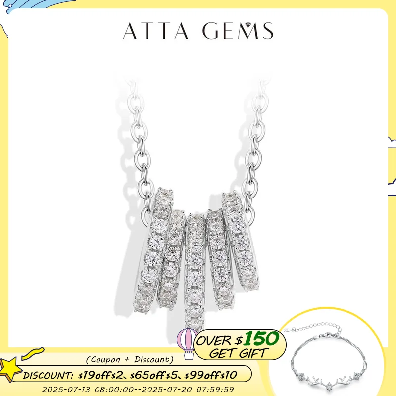 

ATTAGEMS круглая петля муассанит ожерелье S925 серебро для женщин D VVS1 лабораторный бриллиант помолвка вечерние муассанит ювелирные изделия регулируемые