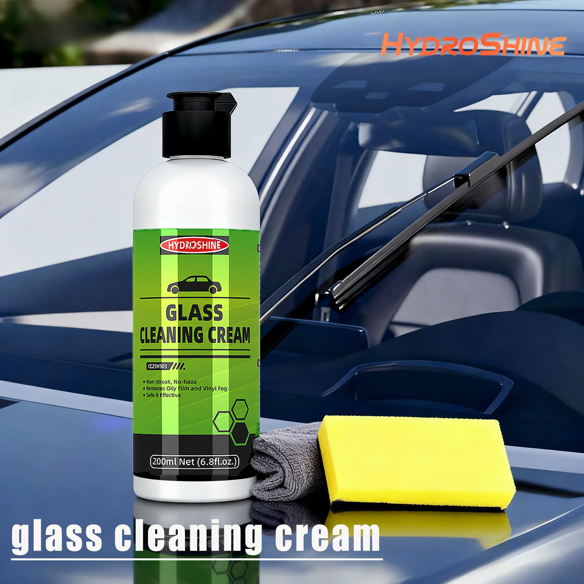 

Hydroshine Car Glass Oil Film Remover Cream Windscreen Cleaner Streak-Free Water Stain Removal Cream Paste Automotive Oil Stain