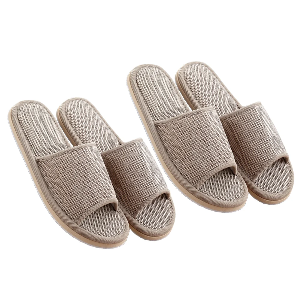 

2 Pairs While Releasing Slippers for Home EVA Summer Men and Women Linen Lovers