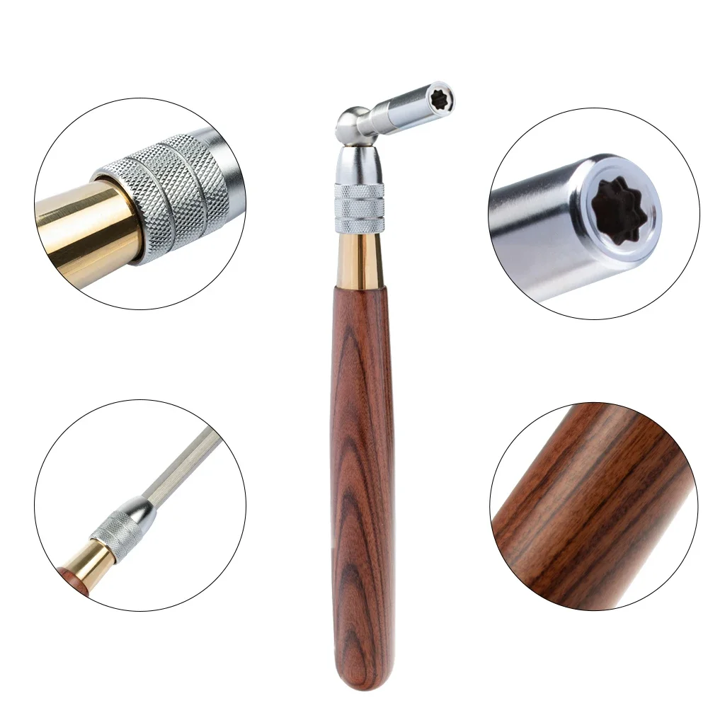 Advanced Rosewood Extended Piano Tuning Hammer With Wood Handle Telescopic Lever Removable Hammer Tip