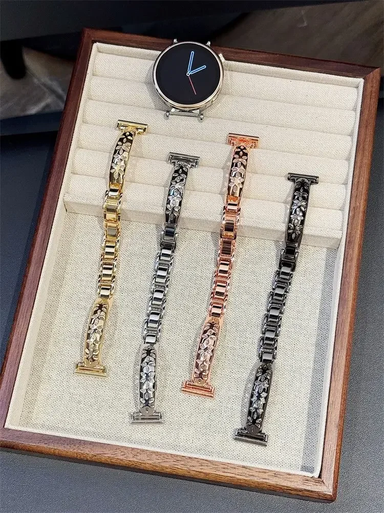 

Усовершенствованный металлический браслет с выдолбленными лепестками, подходит для Huawei GT5/GT5 Pro/GT4/GT2/3/4 22 мм/20 мм/18 мм ремешки для часов ручной работы