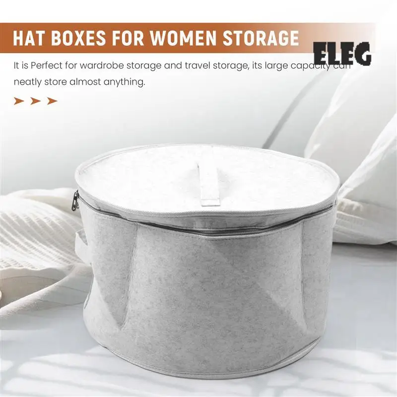 

ELEG-Hat Box Organizer Round Travel Hat Boxes Foldable Hat Storage Bag With Dustproof Lid Large Hat Storage Box Hat Boxes