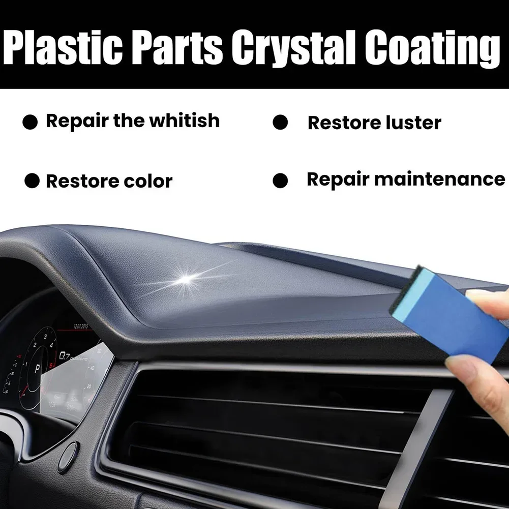 1pc Car Plastic Ment Agent Coating Refurbish Agent With Sponge Long Duration General Restorer Leather And Upholstery Cleaner