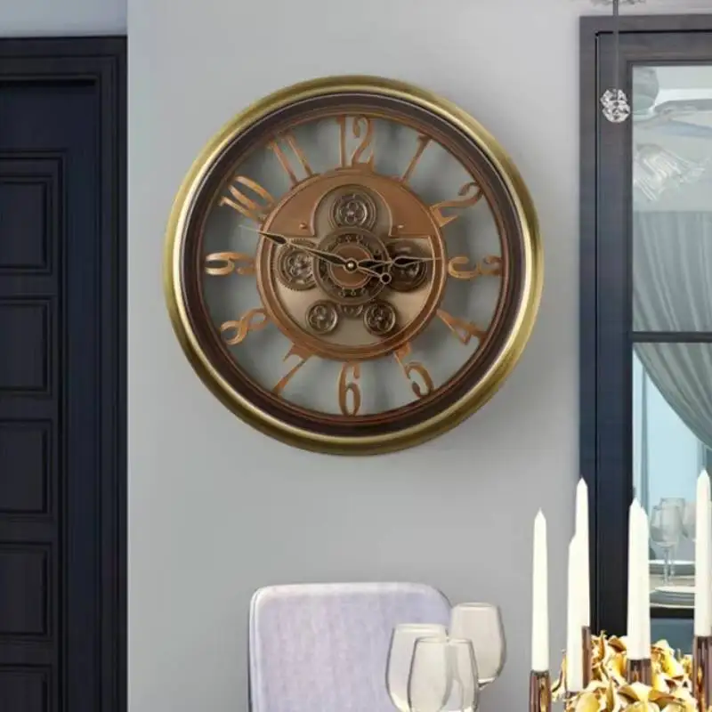 xx-Wooden Design Wall Clock Gears Fashion Unique Modern Office Art Wall Clock Cozy Desk Silent Relogio De Parede Room Decor^