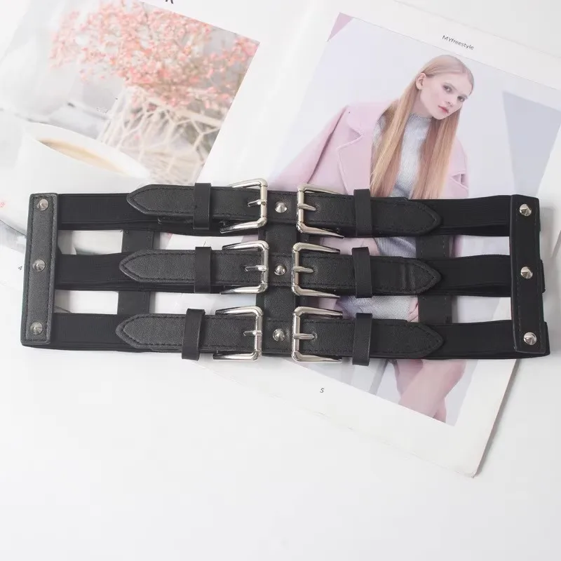 بو الجلود حزام مطاط المرأة موضة مشد أنثى Cummerbund معطف حزام فستان Decration حزام عريض J1560