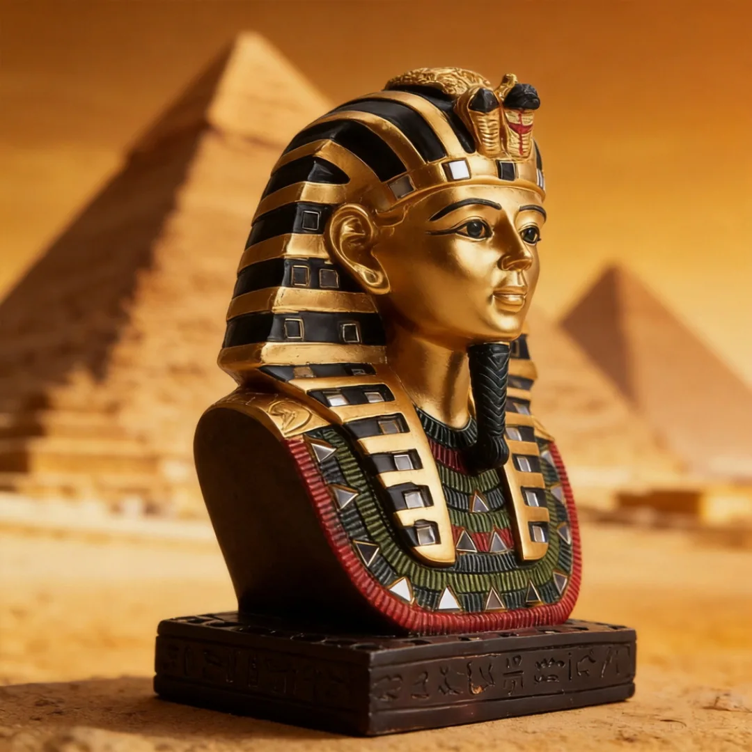 Pharaoh Bust Ancient Egypt Decorative Ornaments Resin Statue Exquisite With Base Desktop Living Study Room Decoration Art Gift