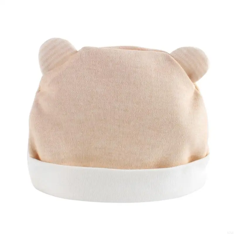 57QE Baby Hat Newborn Beanie Skull Hats Breathable Cotton Hat Bear Ears Infant Beanie Skin Friendly Newborn Headwear