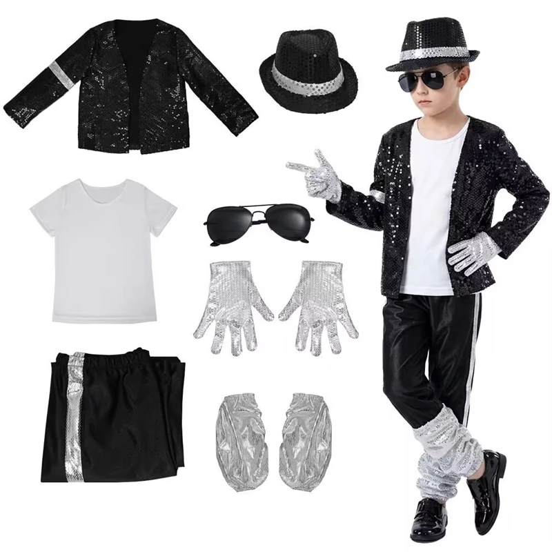 Michael Jackson Kids Clothes Halloween Cosplay Birthday Party Dance Performance Children\'s Costume Pop Star Boys Girls Outfits