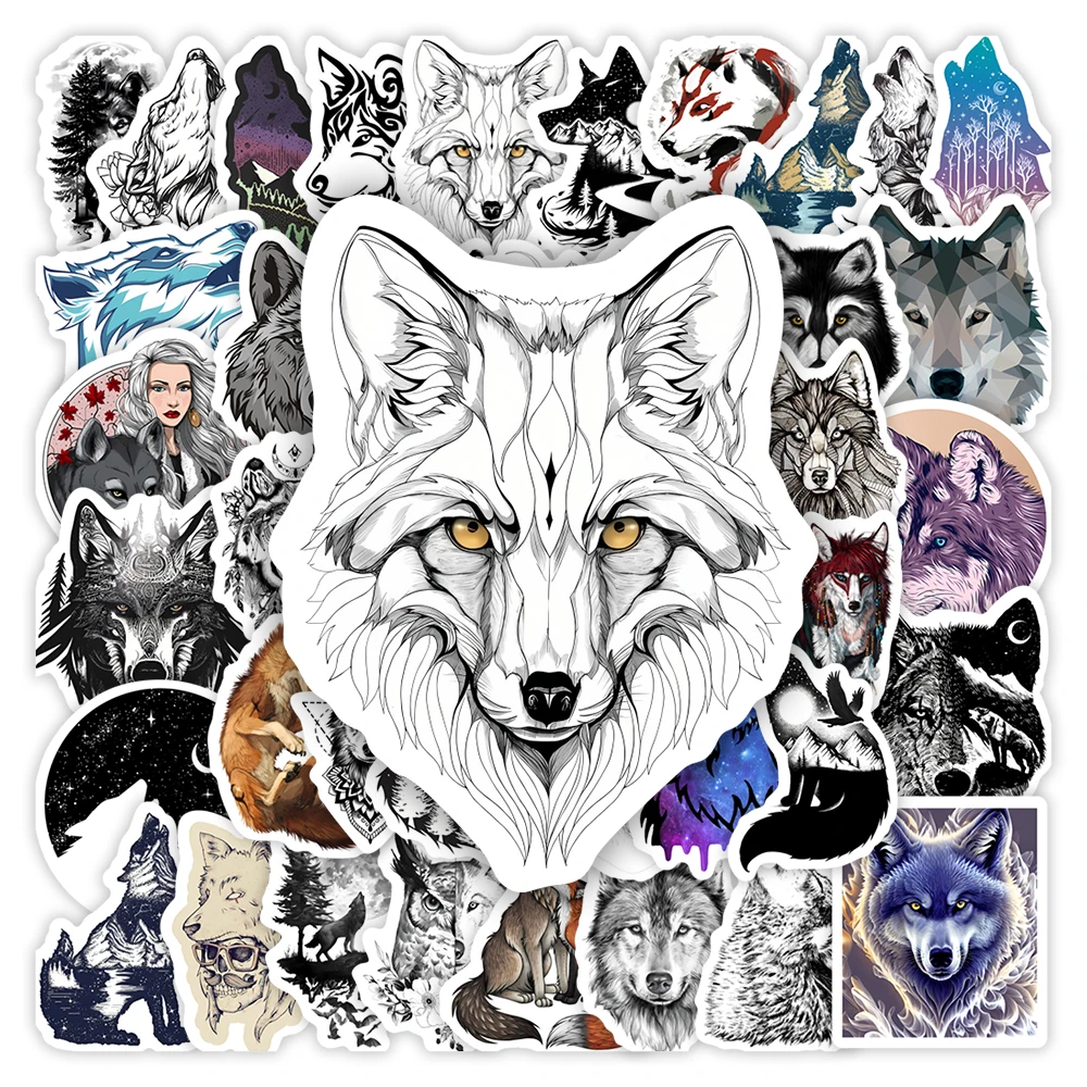 Cool Art Wolf Stickers Forest  Animals Tattoo DIY Kids Toy Gift Decorative Decal for Scrapbook Laptop Phone Luggage Waterproof