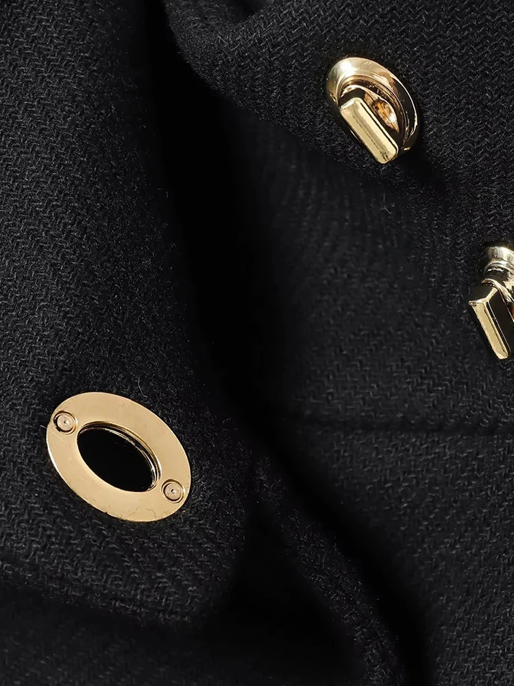 المرأة الجديدة الدانتيل يصل عالية الرقبة جاكيتات للنساء حزام فو الصوف يمزج كيب معاطف الخريف الشتاء الدافئة أنيقة عباءة معطف السيدات