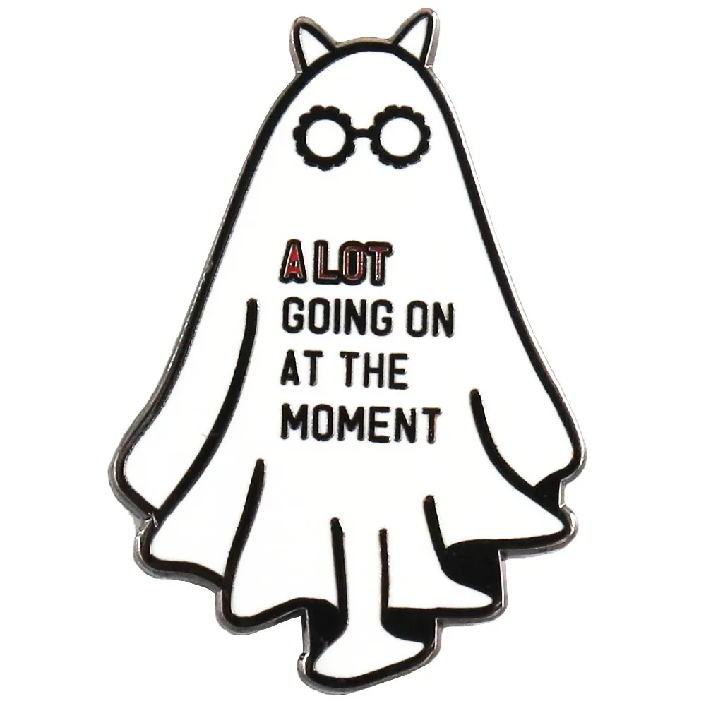 A3573 Cartoon A lot going on at the moment Ghost Badges Lapel Pins for Backpack Enamel Pin Women's Brooch Jewelry Accessories