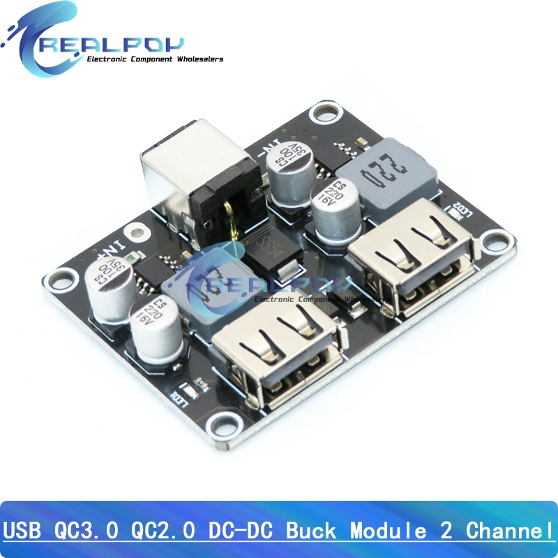 Dual 2 Double USB Fast Charger Buck Module Input 6V- 30V Single Port 24W Support QC2.0 QC3.0 QC 2.0 3.0 Car Vehicle Board