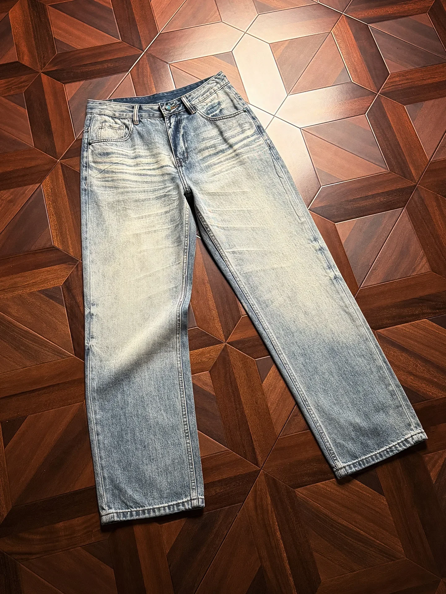 Soft Lyocell Wrinkle Resistant, Train Rail White 10.5 oz Straight Jeans