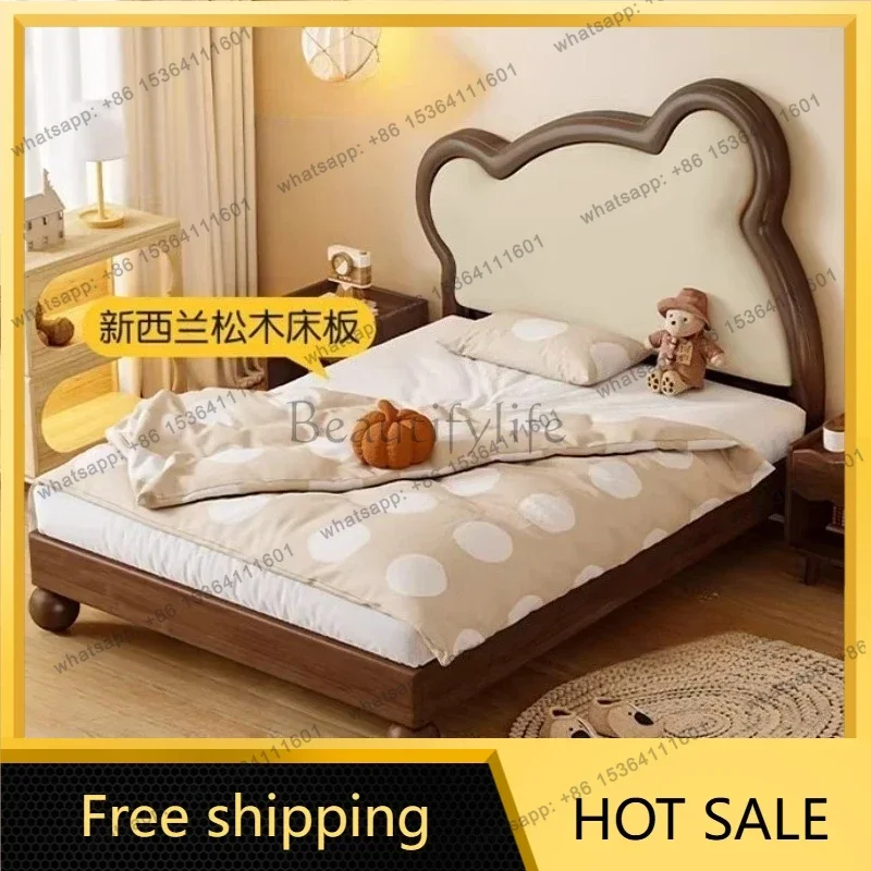 LS150x200cm Bedroom Furniture Modern Minimalist Cute Bed 2 People Comfortable Letto Matrimoniale Cartoon Design Children Bed