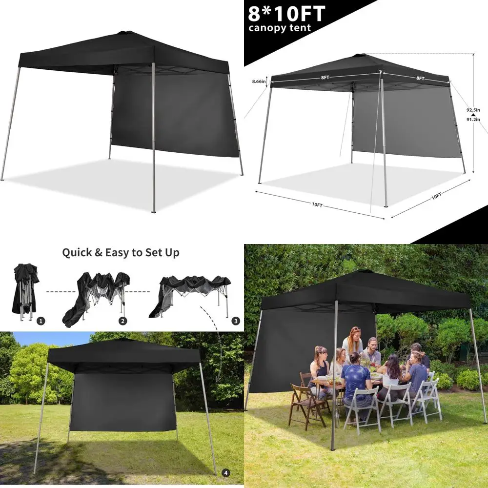 

GDY 8X10 FT Pop Up Canopy Outdoor Instant Tent Slant Legs with a Sidewall,Equipment Vents, Portable Gazebo Shelter for Patio, De
