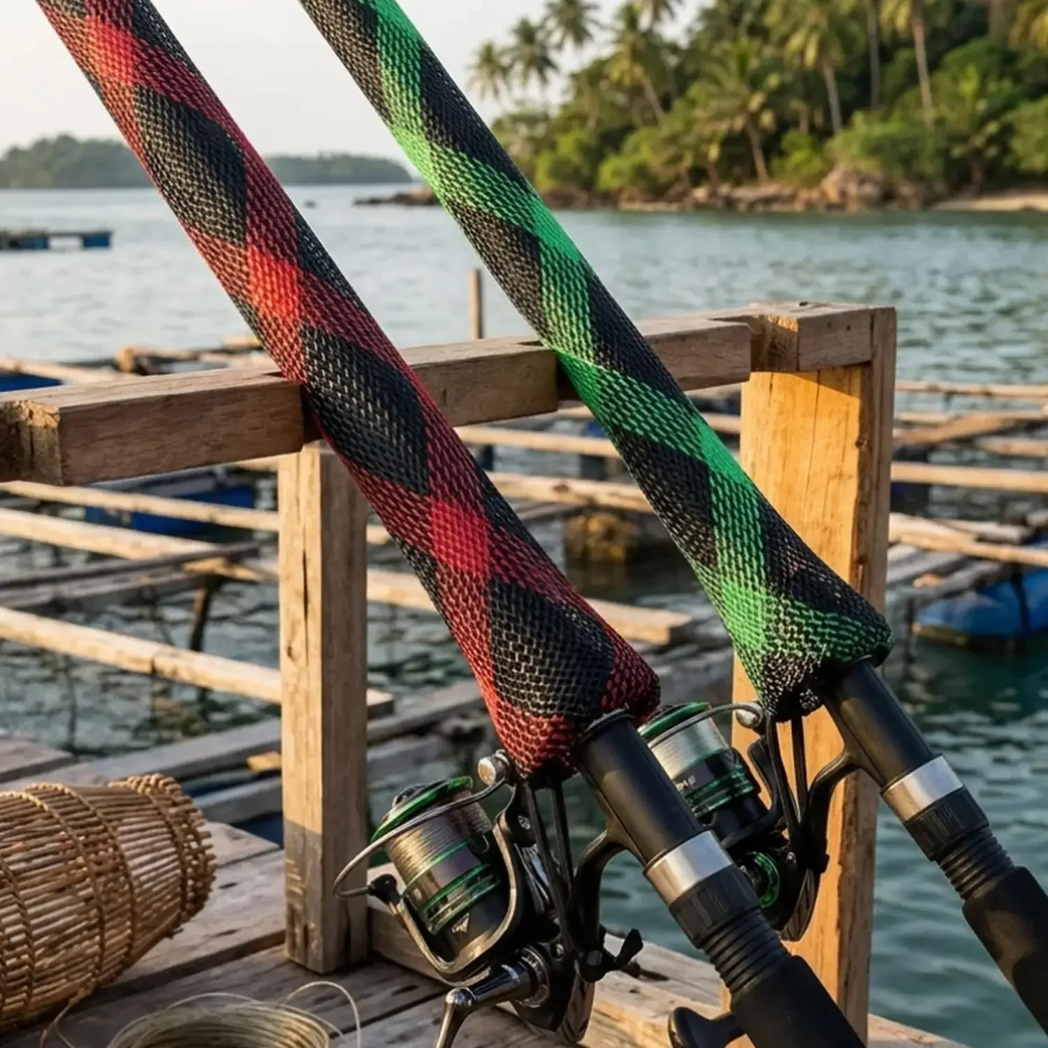 170cm Angelruten-Schutzhülle für Baitcasting- und Spinnruten, Atmungsaktiver PET-Netzsocken-Überzug, Feuchtigkeitsbeständig und Kratzfest, 2/1 Stück – Detail 4