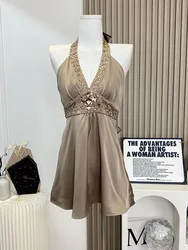 New Design One-Piece Frocks Chocolate Party Robe Women Luxury Diamonds A-Line Dresses Off Shoulder Office Lady Formal Occasion