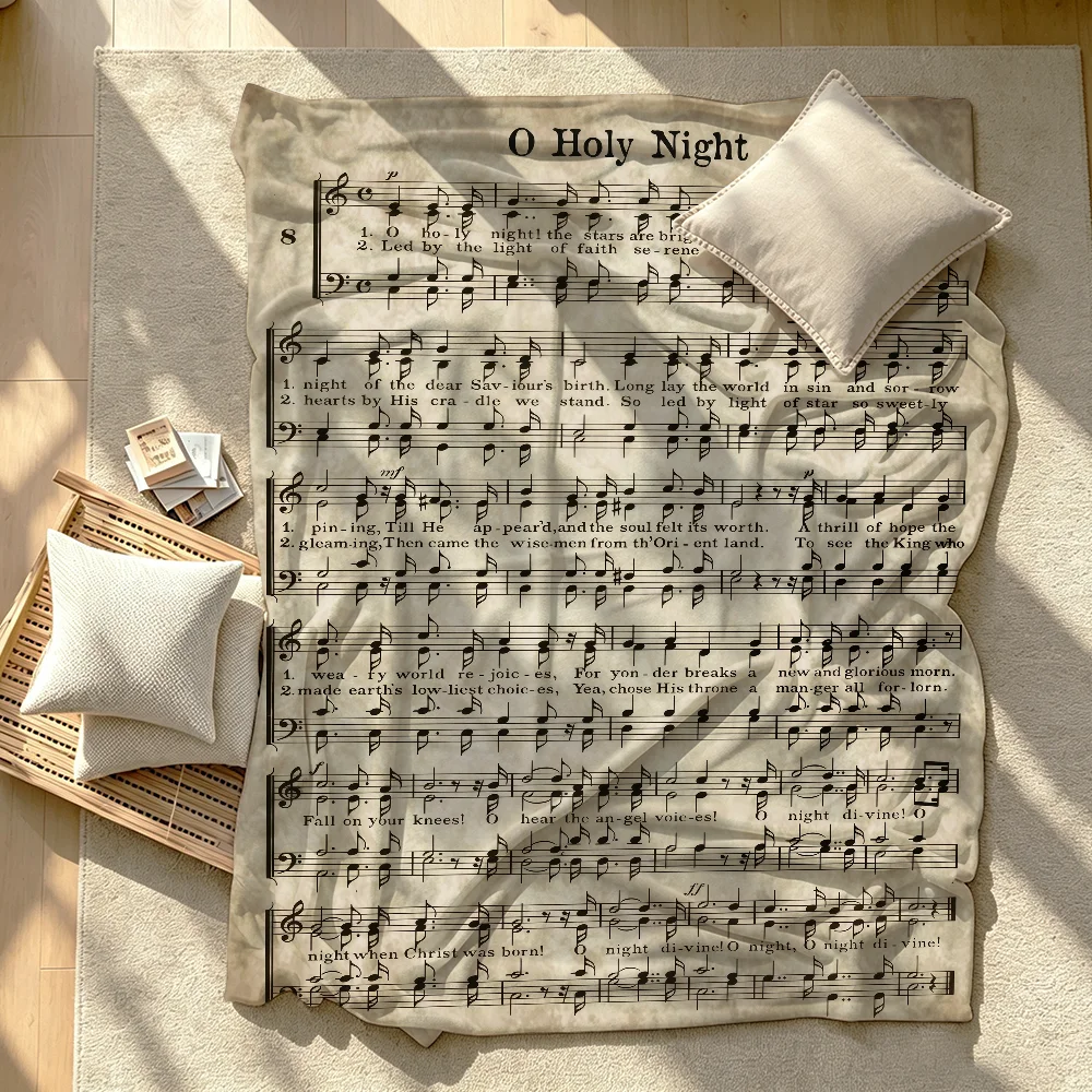 Piano Music Sheet Christmas Blanket Soft Warm And Thick Perfect For Bedroom Living Room Bed Sofa Camping Picnic Office Gift