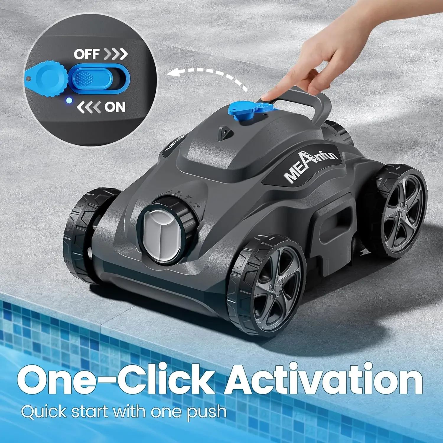 Robotic Vacuum Cleaner for Inground Pool MAX Last 110 Mins & Clean 1076 Sq. Ft for above Ground and Inground Pool Robot