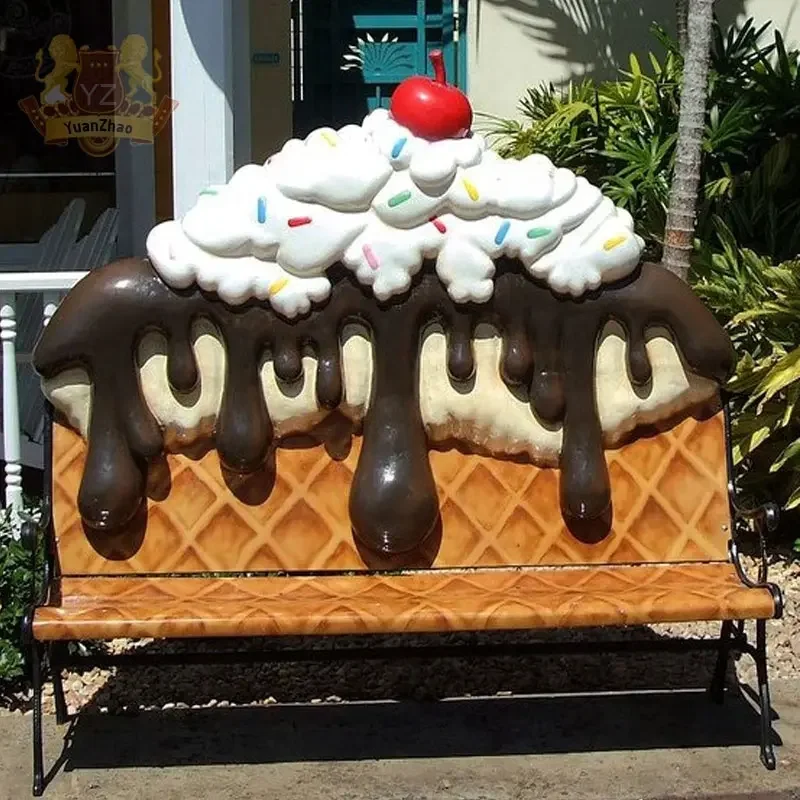 Factory prices for large fiberglass ice cream decorations, giant ice cream cones for display and sale