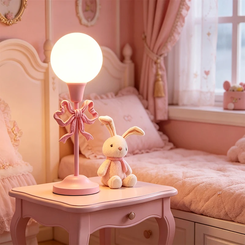 children's-room-girl-bedroom-bedside-ceramic-table-lamps-pink-blue-fabric-flower-lamp-warm-baby-room-princess-room-table-lights
