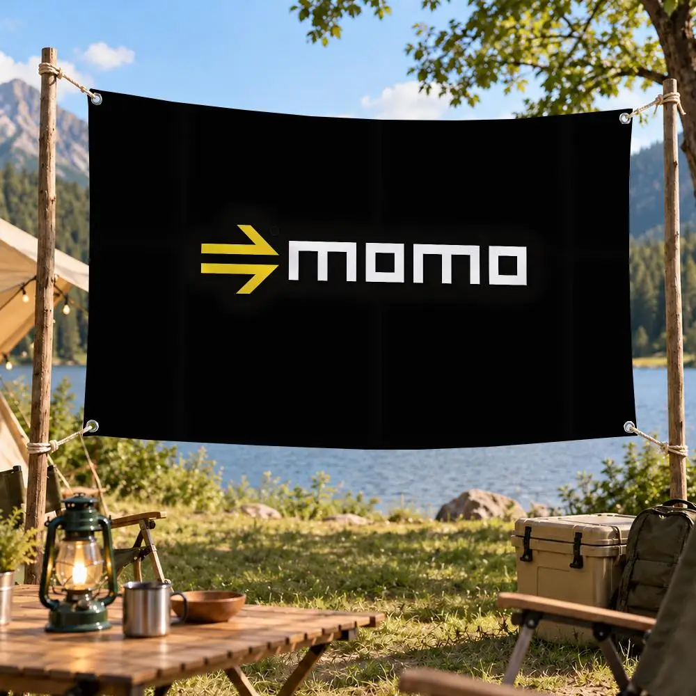 MOMO Steering Wheel Racing Gear Flags Personalized Banner Flag Room Dorm Camping Picnic Garage Bar Outdoor Wall Decor view 5