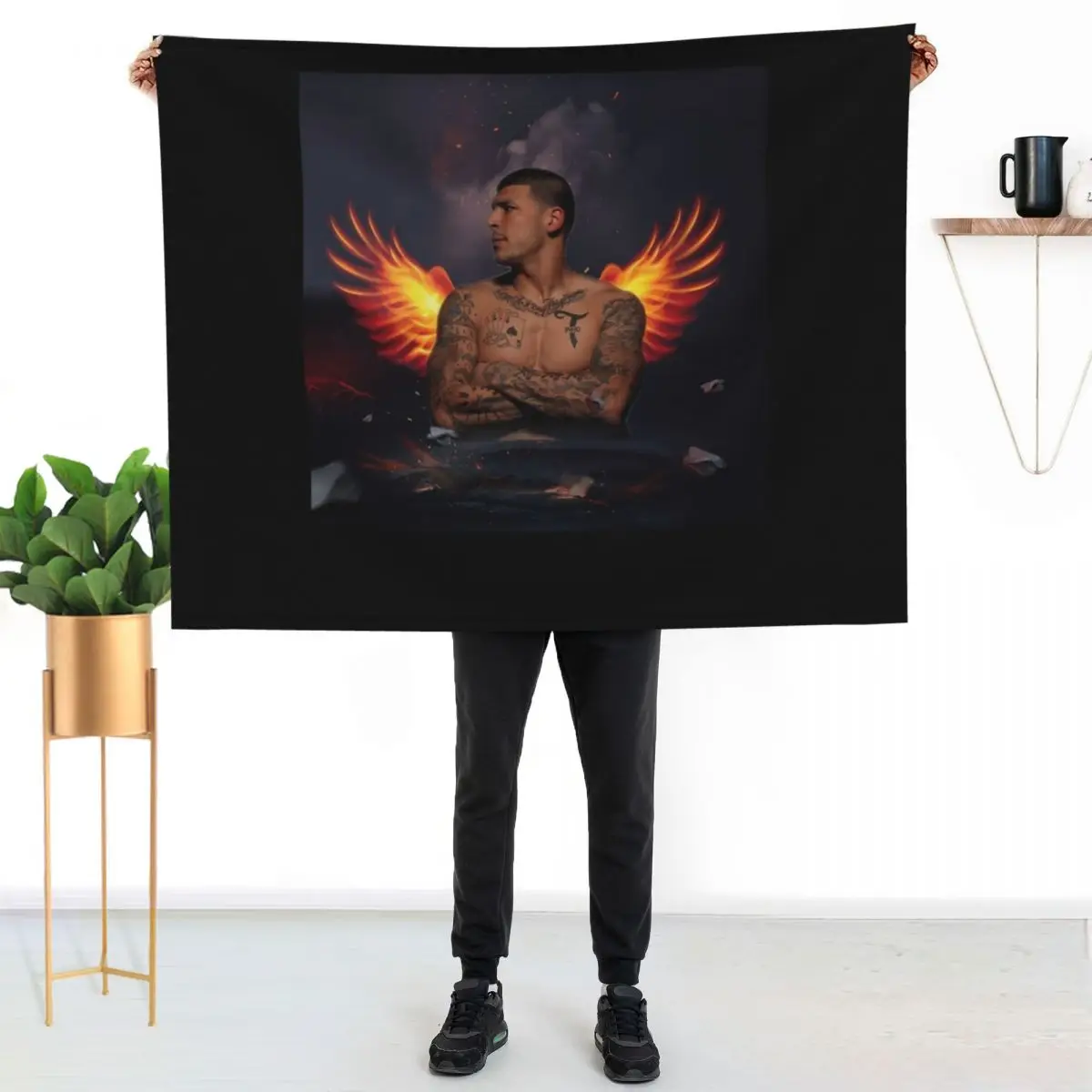 Aaron Hernandez Throw Blanket Hair Luxury Designer Moving Plaid on the sofa bed plaid Blankets For Sofas Blankets