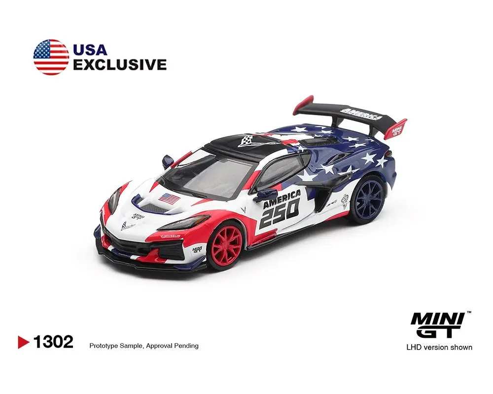 MINIGT 1/64 Chevrolet Corvette ZR1 America 250 Special Edition Left Side Panel MGT01302-BLCH Ford Mustang GTD MGT01301-BLCH - view 2