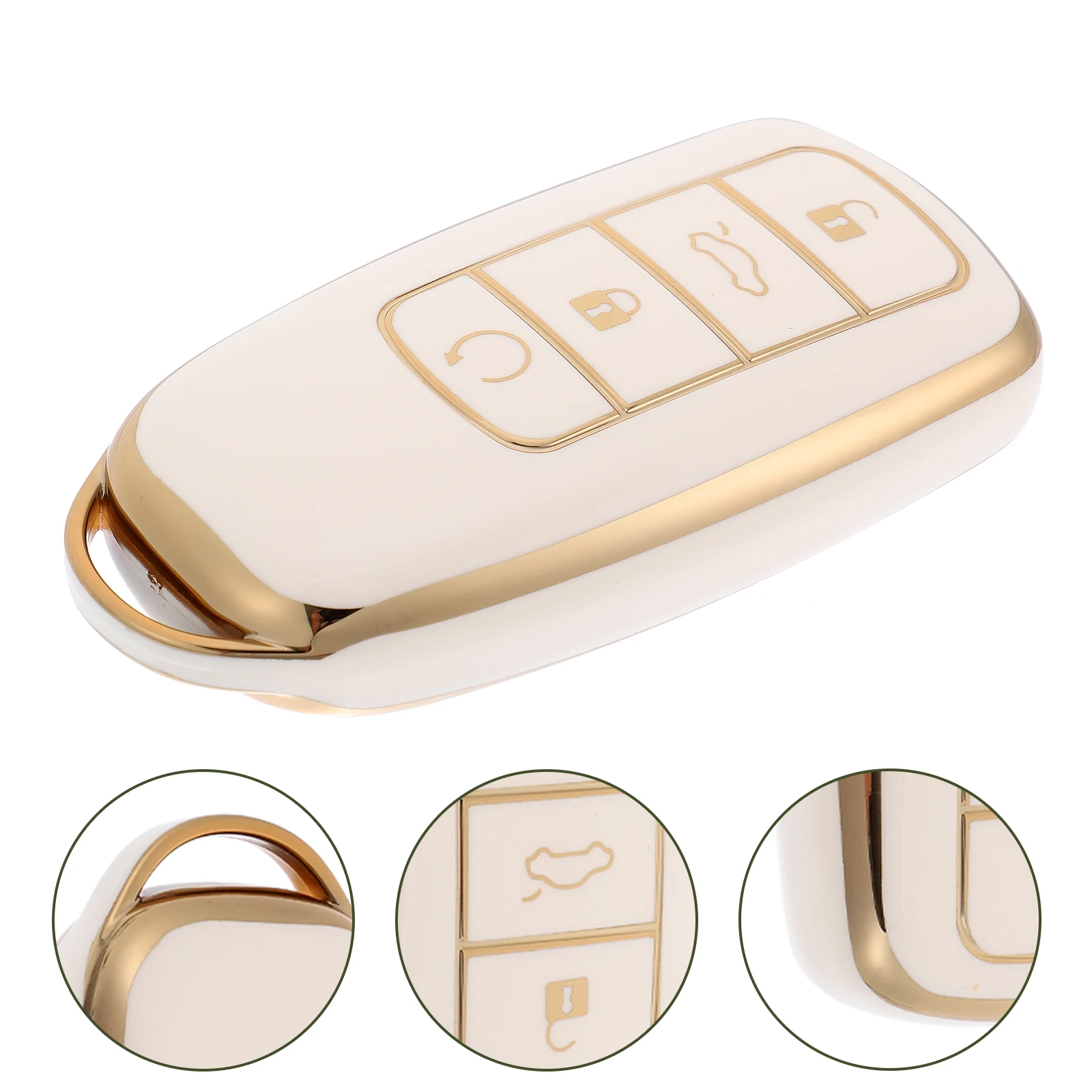 

TPU Shell Cover for Cover For Holder Key Car Chery QQ1 White Key Fob Case Splashproof Dirtproof Car Keys Holder