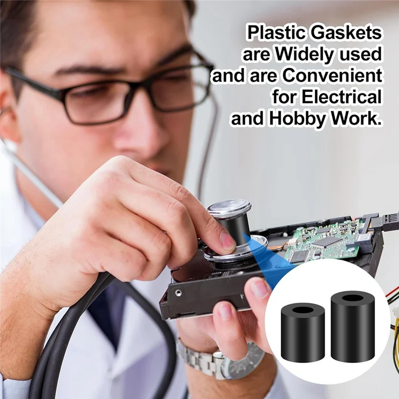 

Nylon Spacers, Plastic Spacers Washers Assortment Set 345 Pcs Electrical Outlet Screw Spacers, M3 M4 Black Round Spacer Set Kit-