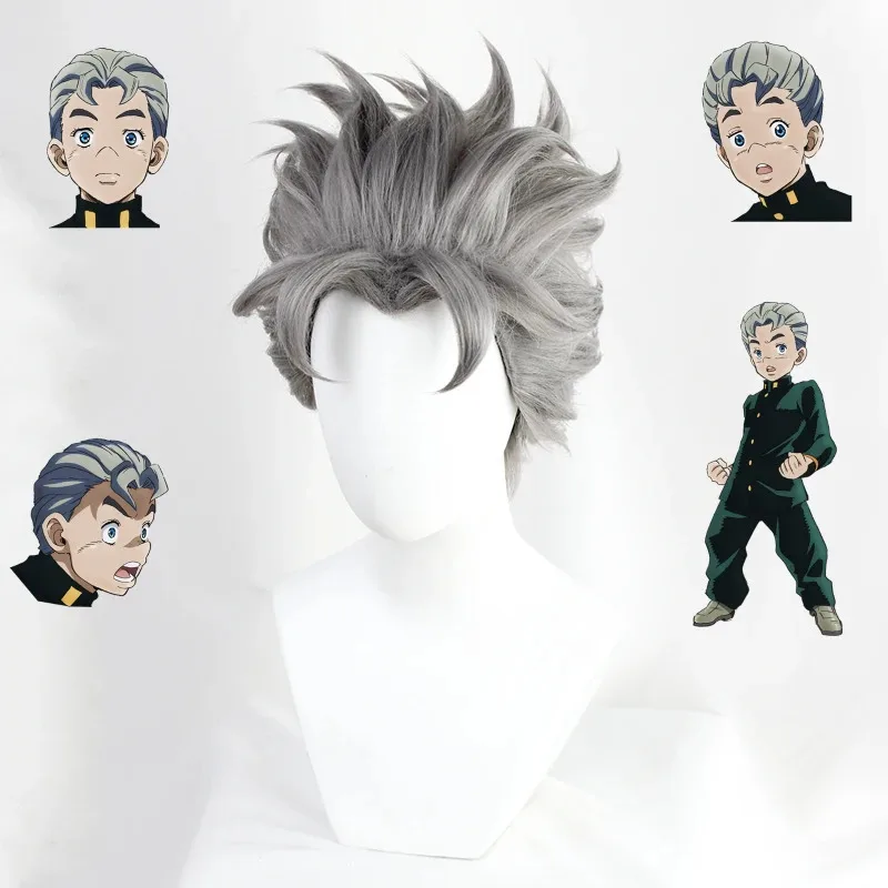 

JOJO's Bizarre Adventure Koichi Hirose Gray Short Cosplay Heat Resistant Synthetic Hair Carnival Halloween Party + Free Wig Cap