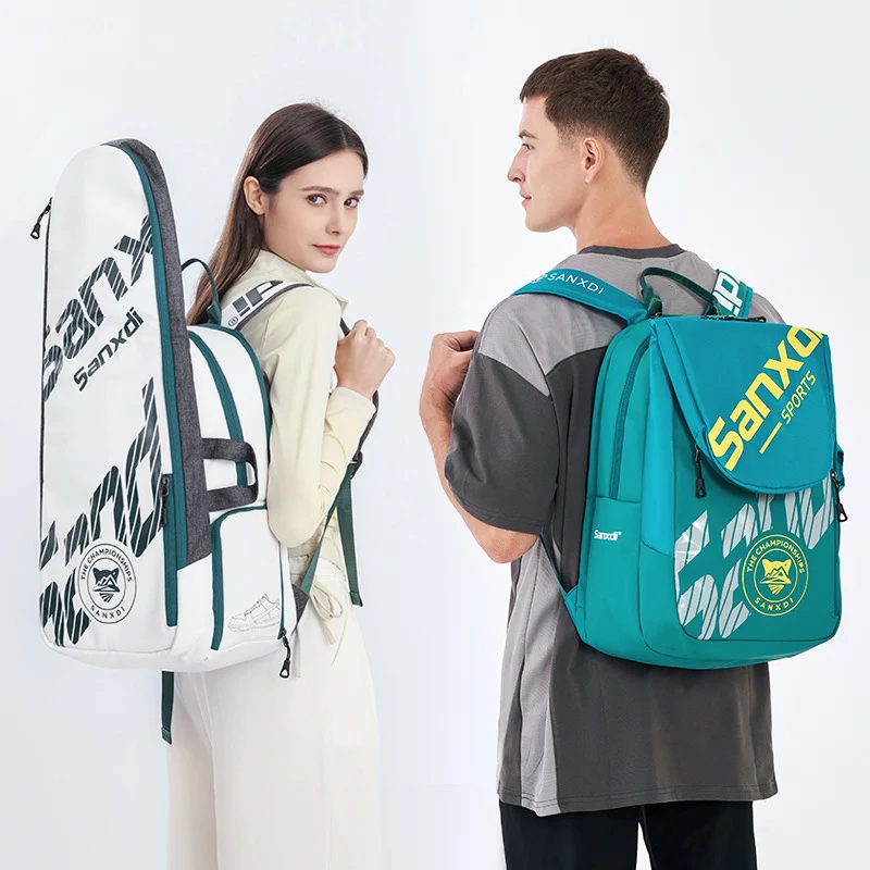foldable-tennis-badminton-racket-backpack-large-capacity-handbag-independent-shoe-pocket-expandable-outdoor-sports-training-bag