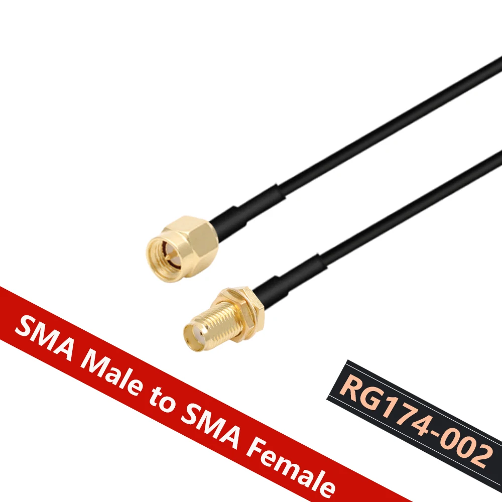Cable Coaxial RF RG174 RP SMA conector macho a hembra extensión Pigtail Cable alimentador de cobre para antena de enrutador de tarjeta de red WiFi