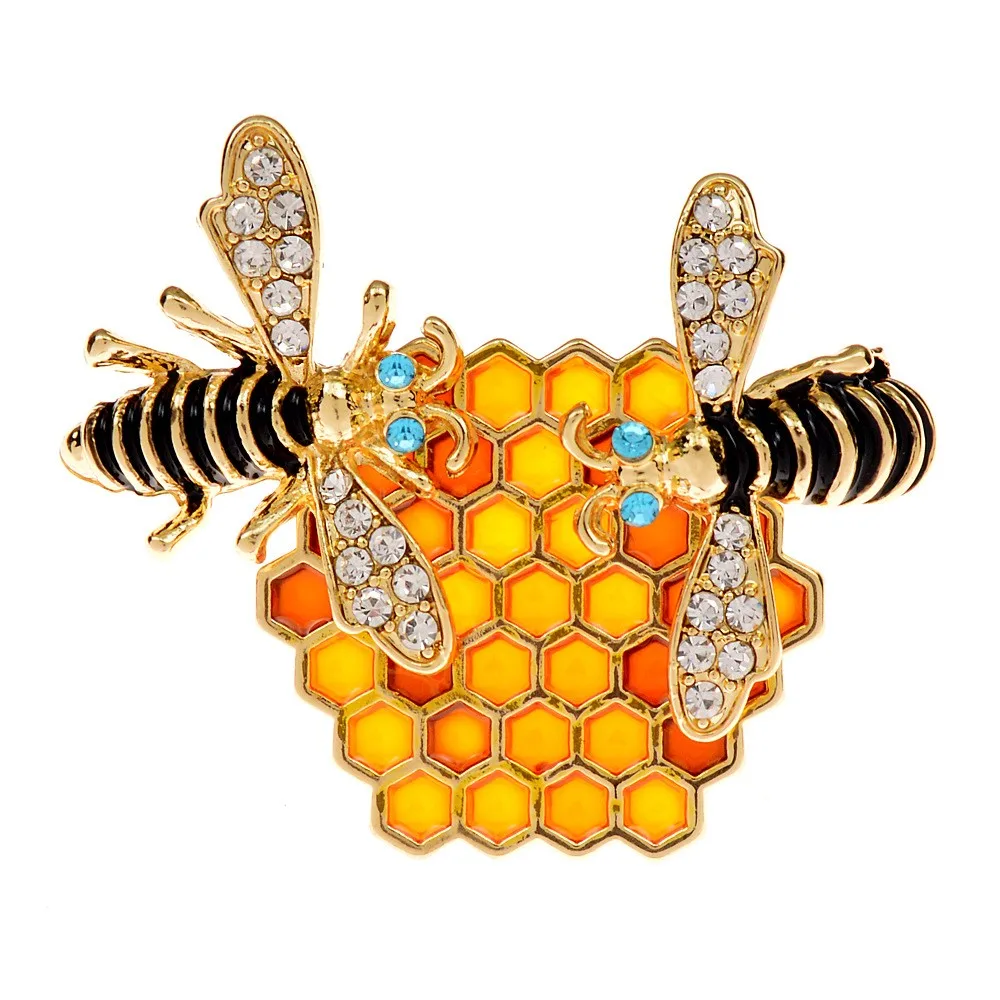 CINDY XIANG Enamel Transparent Honey Bee Brooch Insect Fashion Pin