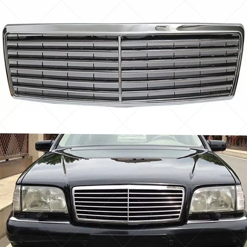 for 1991-1998 W140 Mercedes Benz S-Class S280 S300 S320 S350 S500 S600 S63 Upper Bumper Hood Mesh Front Grill Grille 1408800583