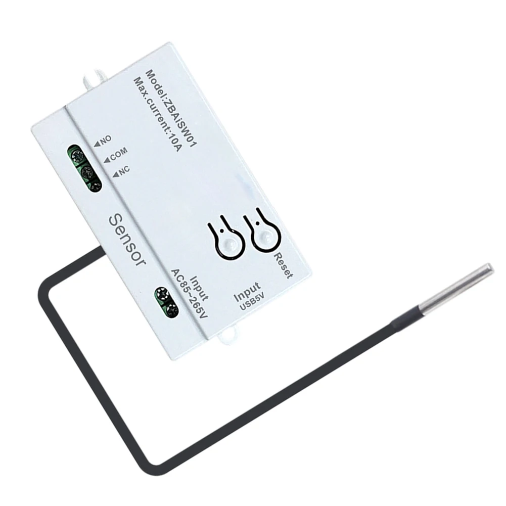 For Zigbee- Temp Control Switch AC85-265V Input Dry Contact 10A Load Waterproof Sensor Wireless Monitor For Greenhouse Incubator