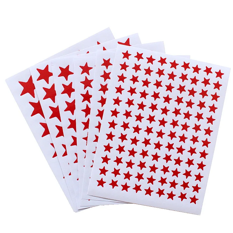 10 Sheets/Pack Red Five Pointed Star Stickers Encouragement and Reward Stickers for Primary School Students Praise Stickers