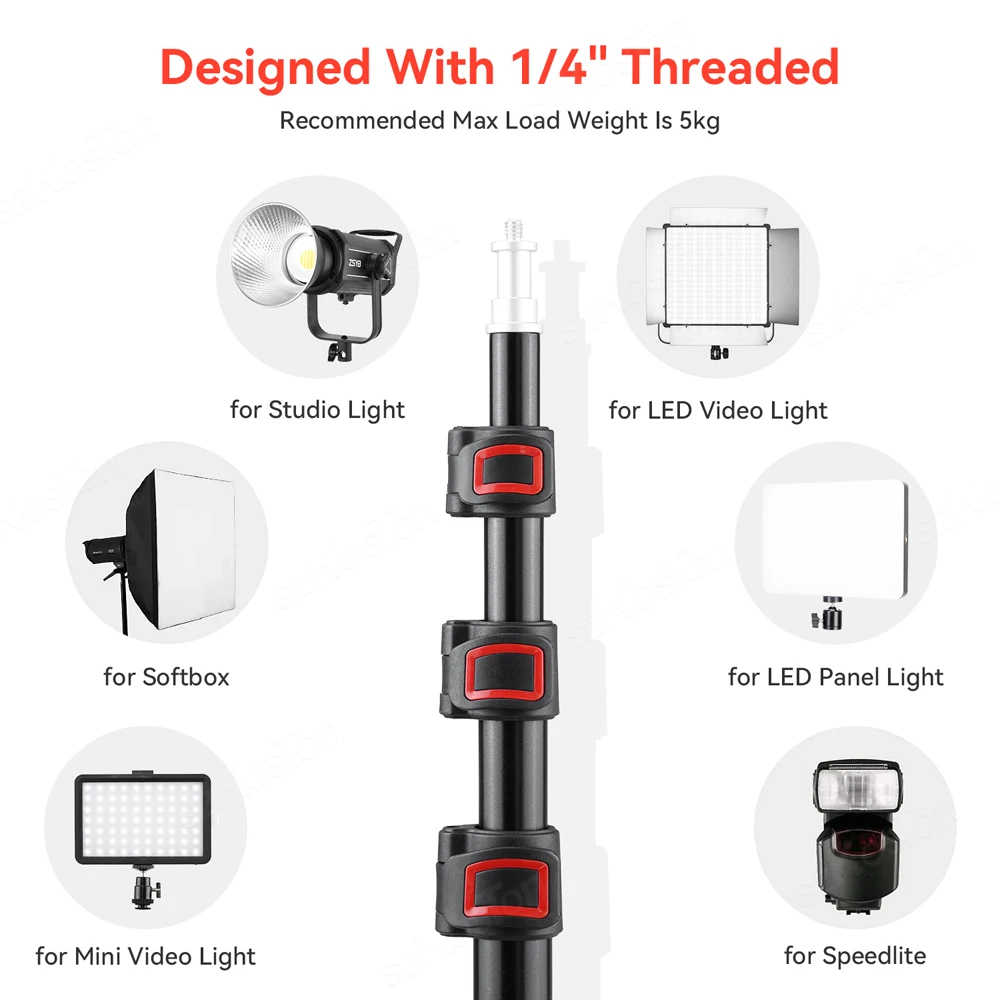 Leichtes Einbeinstativ aus Aluminium für LED-Videolicht, Blitz und Kamera-Zubehör – Detail 1