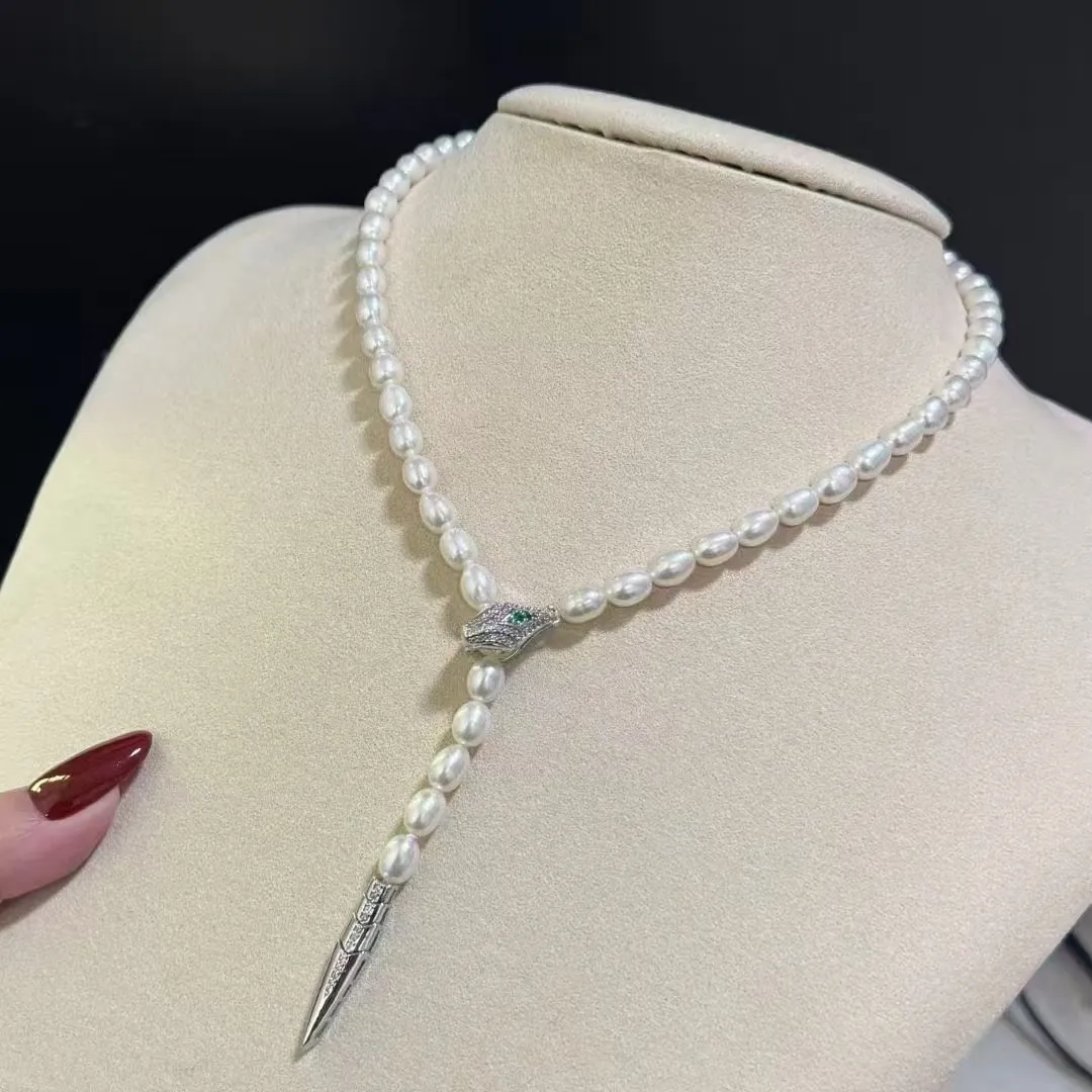 

Сертифицированное 14-каратное золото, пресноводный жемчуг, ожерелье в виде змеи, натуральный рисовый жемчуг, 6-7 мм, колье-змея Боа, офидиан, драгоценные камни, ювелирные изделия