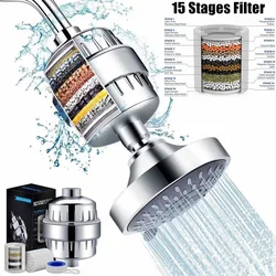 15 Stage Activated Carbon Shower Water Filter Water Filtration for Bathroom Shower Chlorine Removal Reduce Dry Itchy Skin